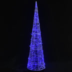 Cono de luz LED de pirámide decorativo acrílico azul 120 cm