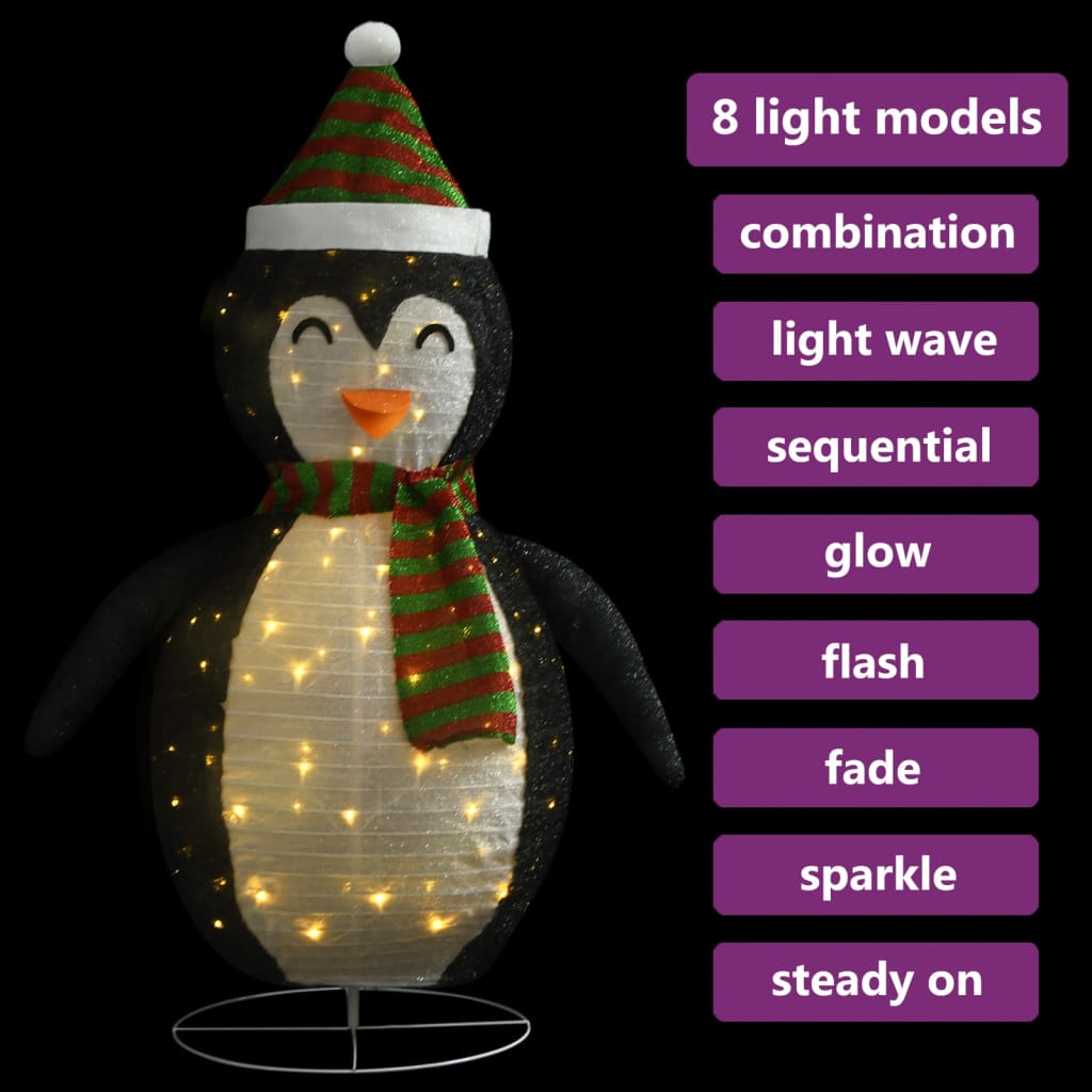 Pingüino de Navidad decorativo con LED tela lujosa 120 cm