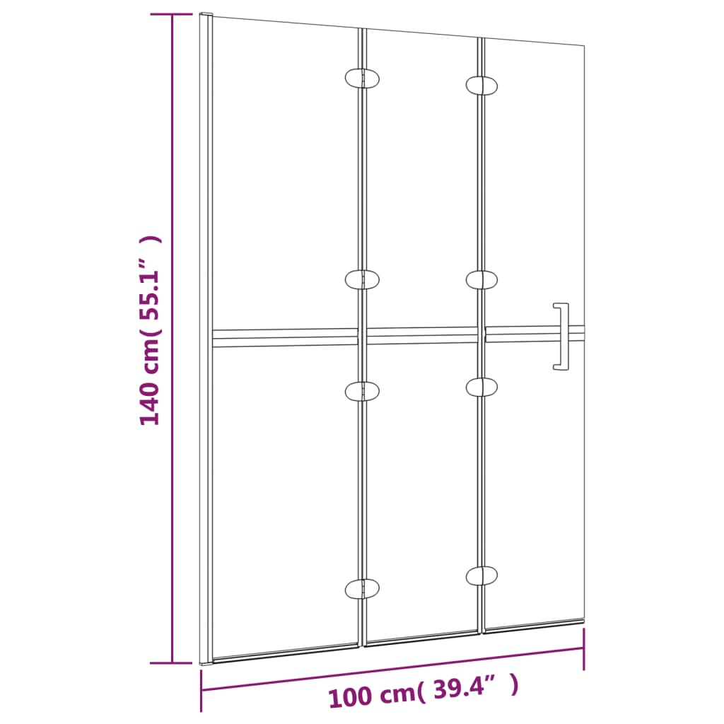 Folding shower screen ESG white 100x140 cm