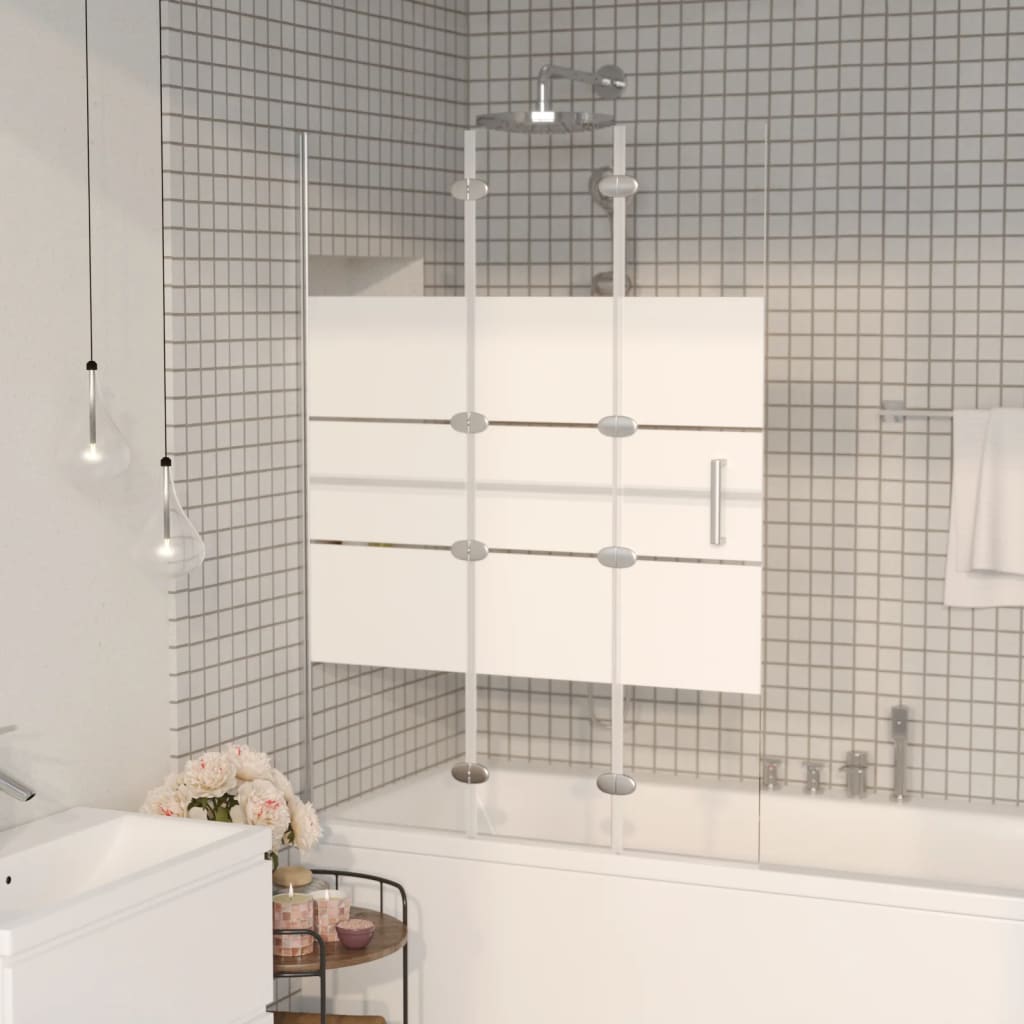 Folding shower screen ESG white 100x140 cm