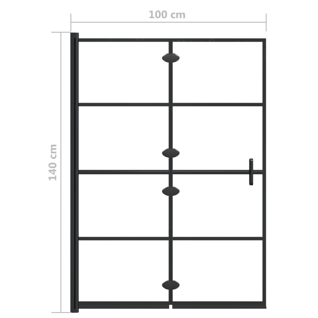 Mampara de ducha plegable ESG negro 100x140 cm