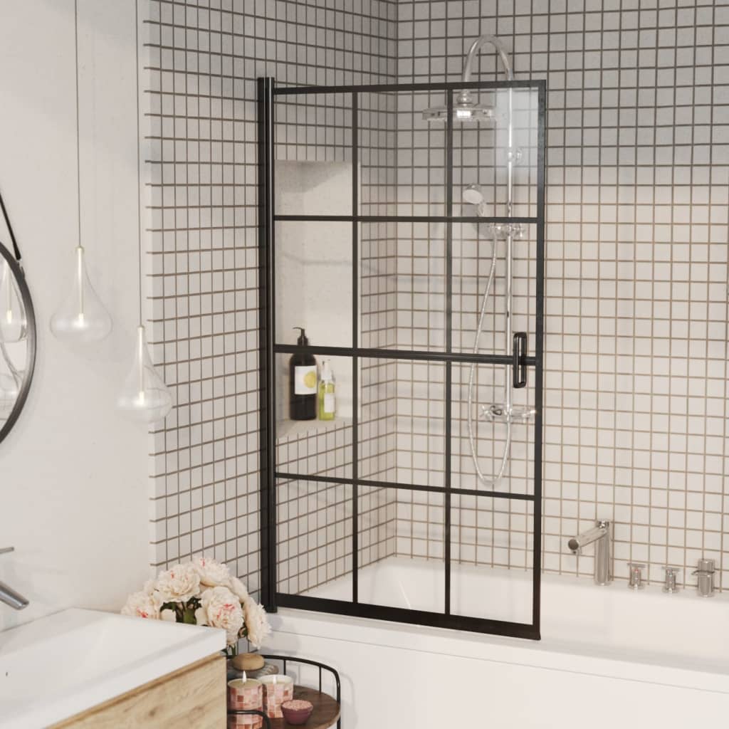 Mampara de baño a rayas vidrio templado 120x68x130 cm