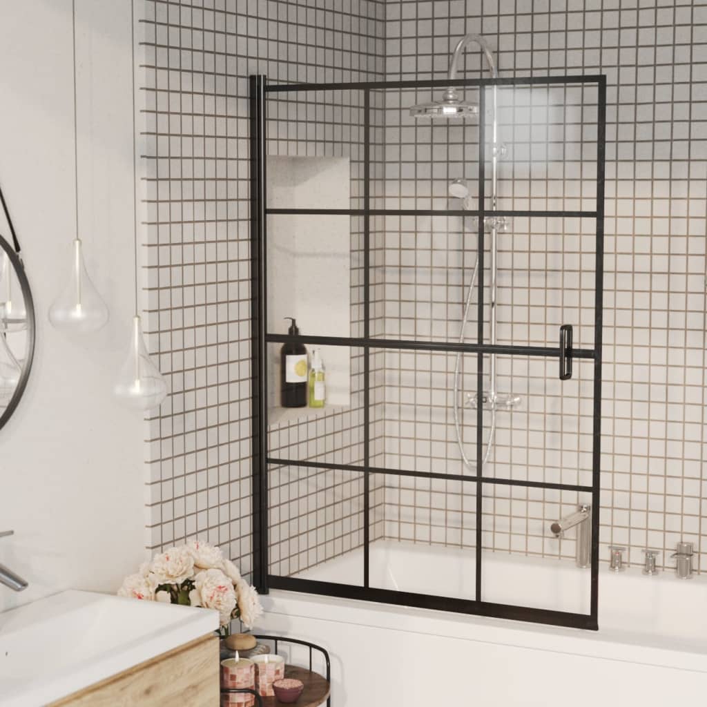 Mampara de baño a rayas vidrio templado 120x68x130 cm