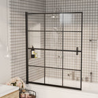Mampara de baño a rayas vidrio templado 120x68x130 cm