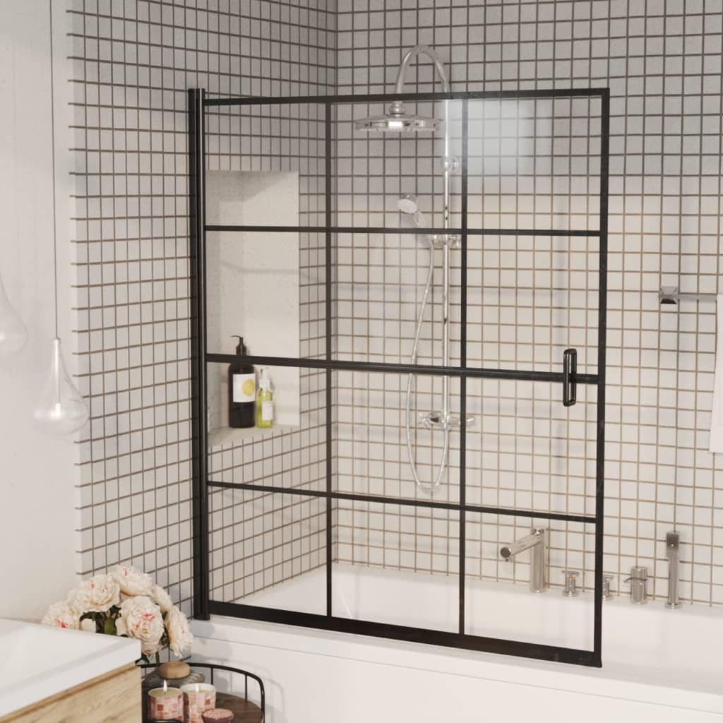 Mampara de baño a rayas vidrio templado 120x68x130 cm