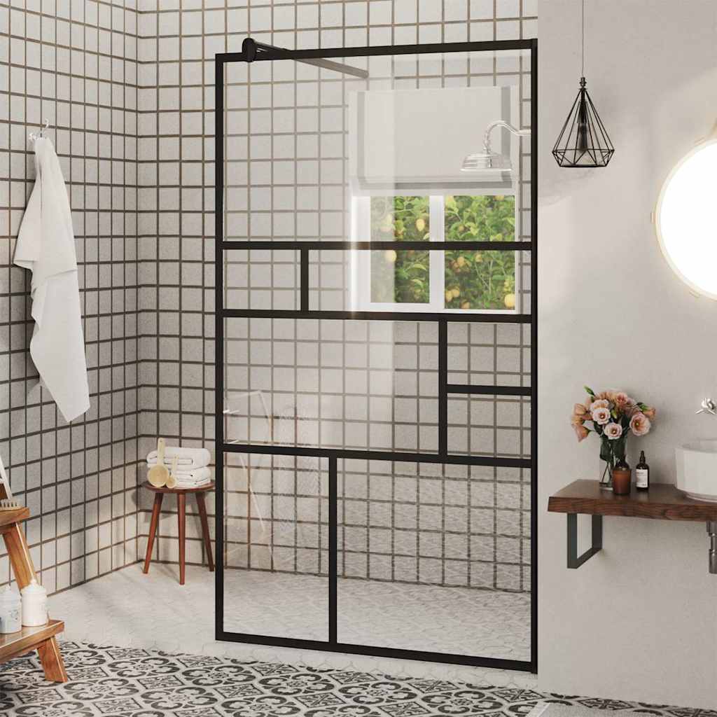 Mampara de ducha accesible vidrio ESG claro negro 140x195 cm