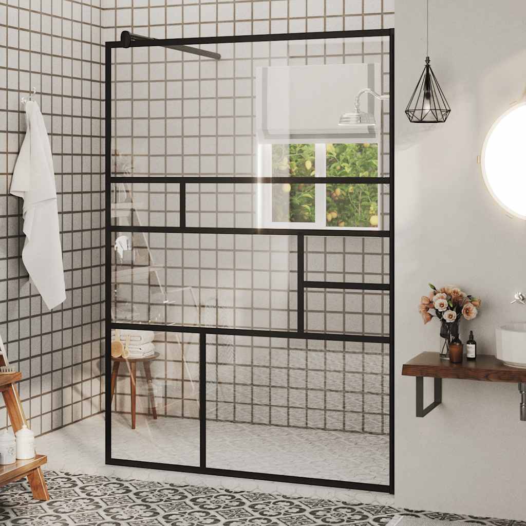 Mampara de ducha accesible vidrio ESG claro negro 140x195 cm