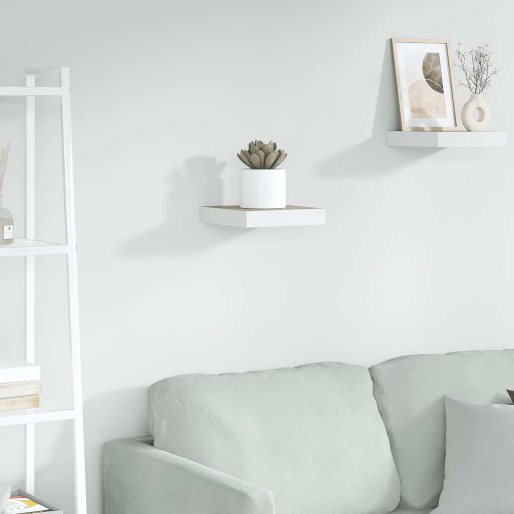 Estante flotante de pared blanco y roble MDF 90x23,5x3,8 cm