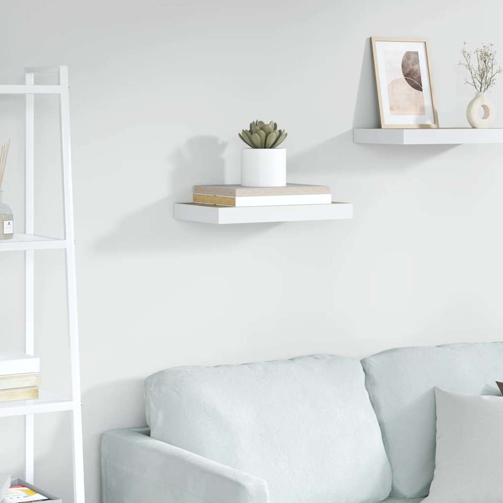 Estante flotante de pared blanco y roble MDF 90x23,5x3,8 cm