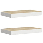 Estante flotante de pared 2 uds MDF roble y blanco 50x23x3,8 cm