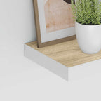 Estante flotante de pared 2 uds MDF roble y blanco 50x23x3,8 cm