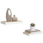 Estante flotante de pared 2 uds MDF roble y blanco 50x23x3,8 cm