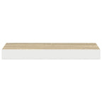 Estante flotante de pared 2 uds MDF roble y blanco 50x23x3,8 cm