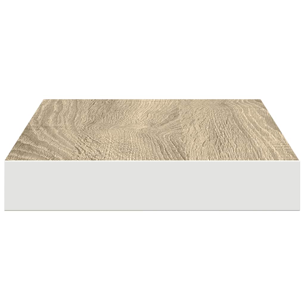 Estante flotante de pared 2 uds MDF roble y blanco 50x23x3,8 cm