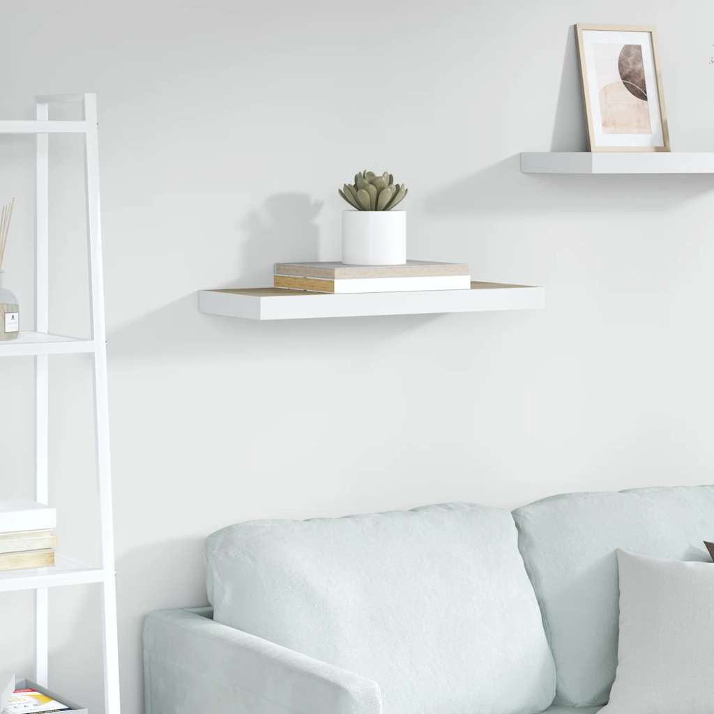 Estante flotante de pared blanco y roble MDF 90x23,5x3,8 cm