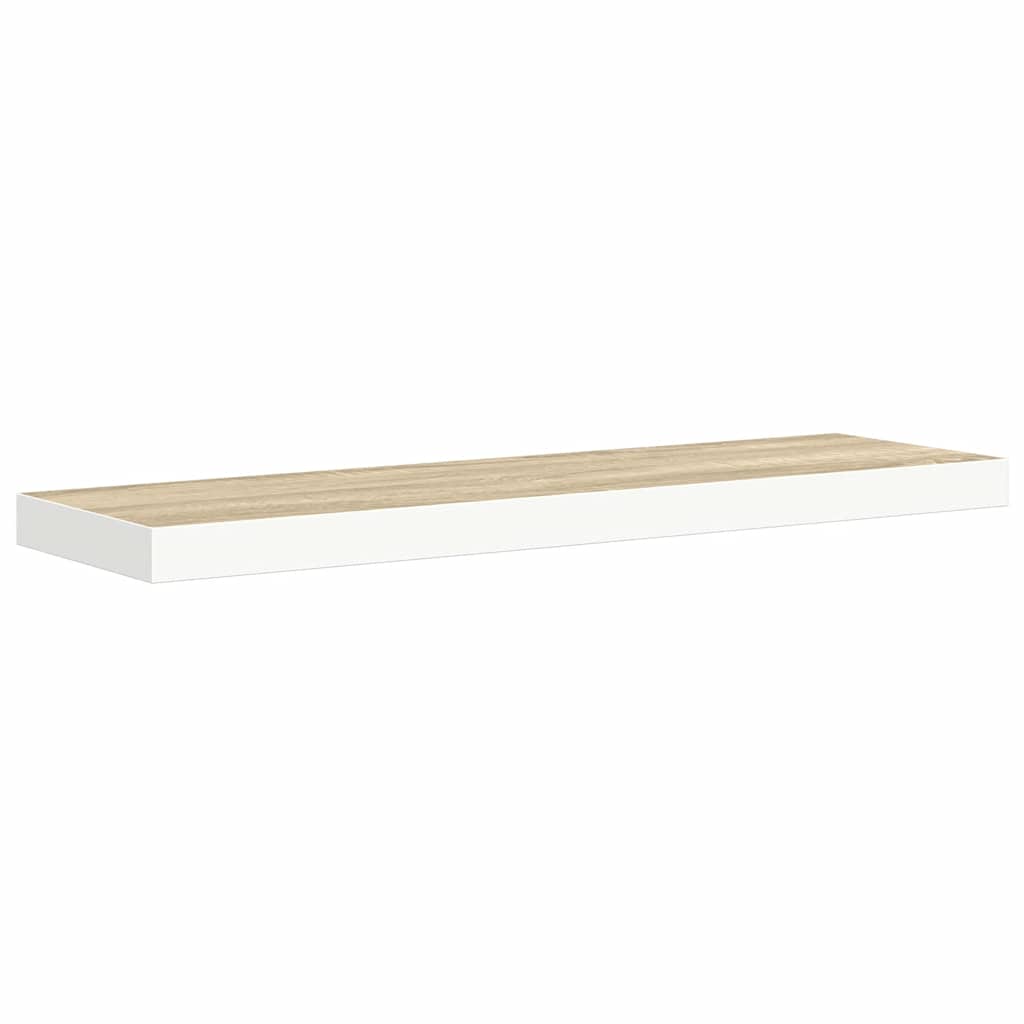 Estante flotante de pared blanco y roble MDF 90x23,5x3,8 cm