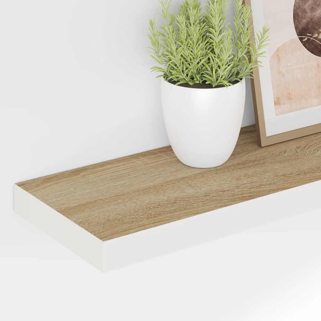 Estante flotante de pared blanco y roble MDF 90x23,5x3,8 cm