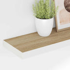 Estante flotante de pared blanco y roble MDF 90x23,5x3,8 cm