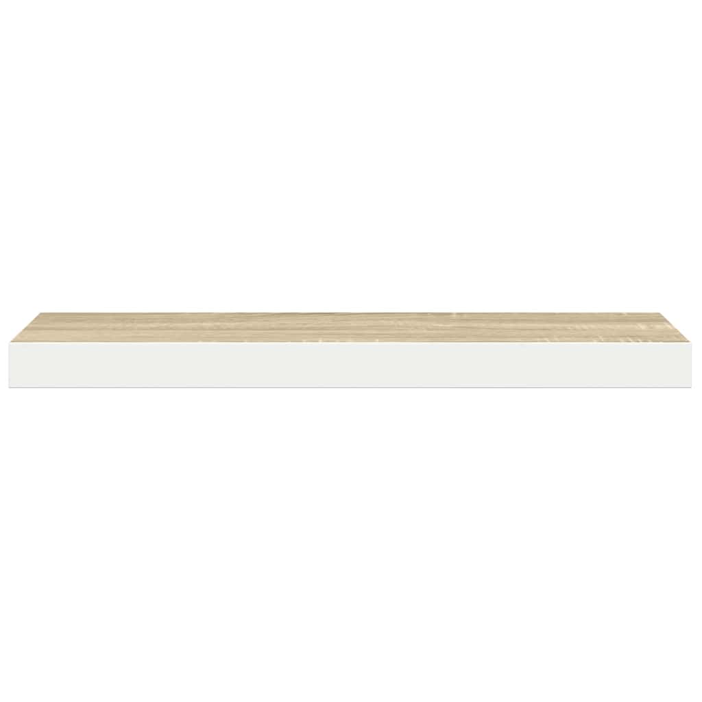 Estante flotante de pared blanco y roble MDF 90x23,5x3,8 cm