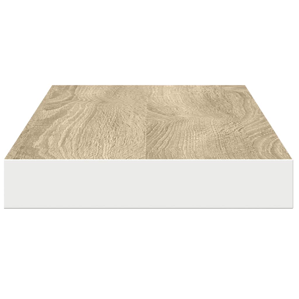 Estante flotante de pared blanco y roble MDF 90x23,5x3,8 cm