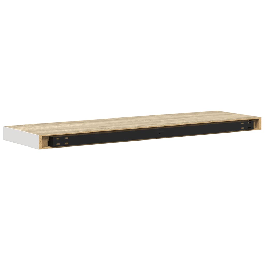 Estante flotante de pared blanco y roble MDF 90x23,5x3,8 cm
