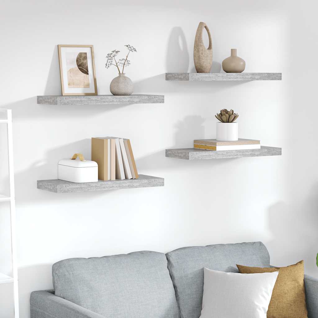 Estantes flotantes pared 4 MDF gris 120x23,5x3,8 cm