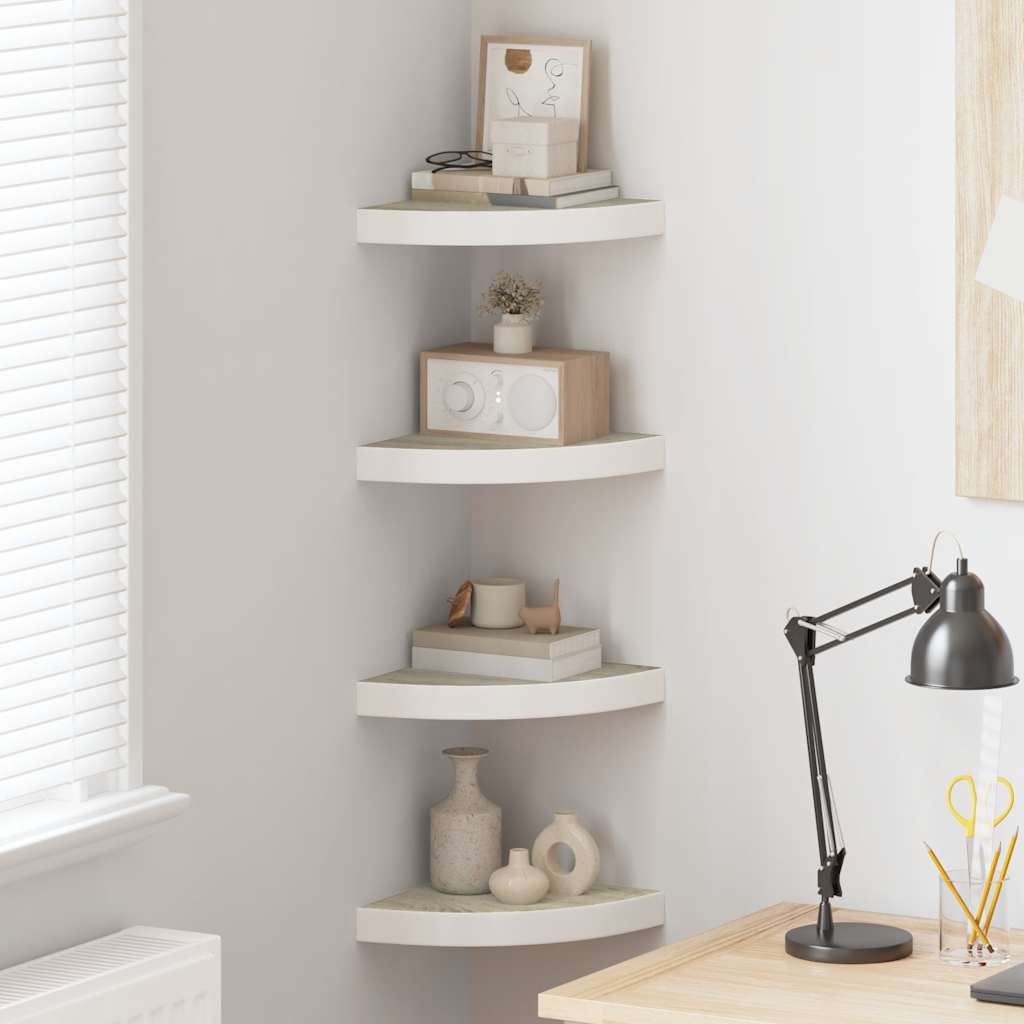 Estante de esquina de pared 2 uds MDF gris hormigón 25x25x3,8cm