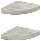 Estante de esquina de pared 2 uds MDF gris hormigón 25x25x3,8cm