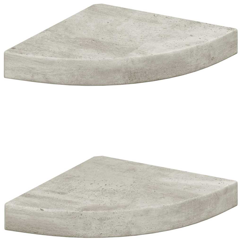 Estante de esquina de pared 2 uds MDF gris hormigón 25x25x3,8cm