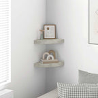 Estante de esquina de pared 2 uds MDF gris hormigón 25x25x3,8cm