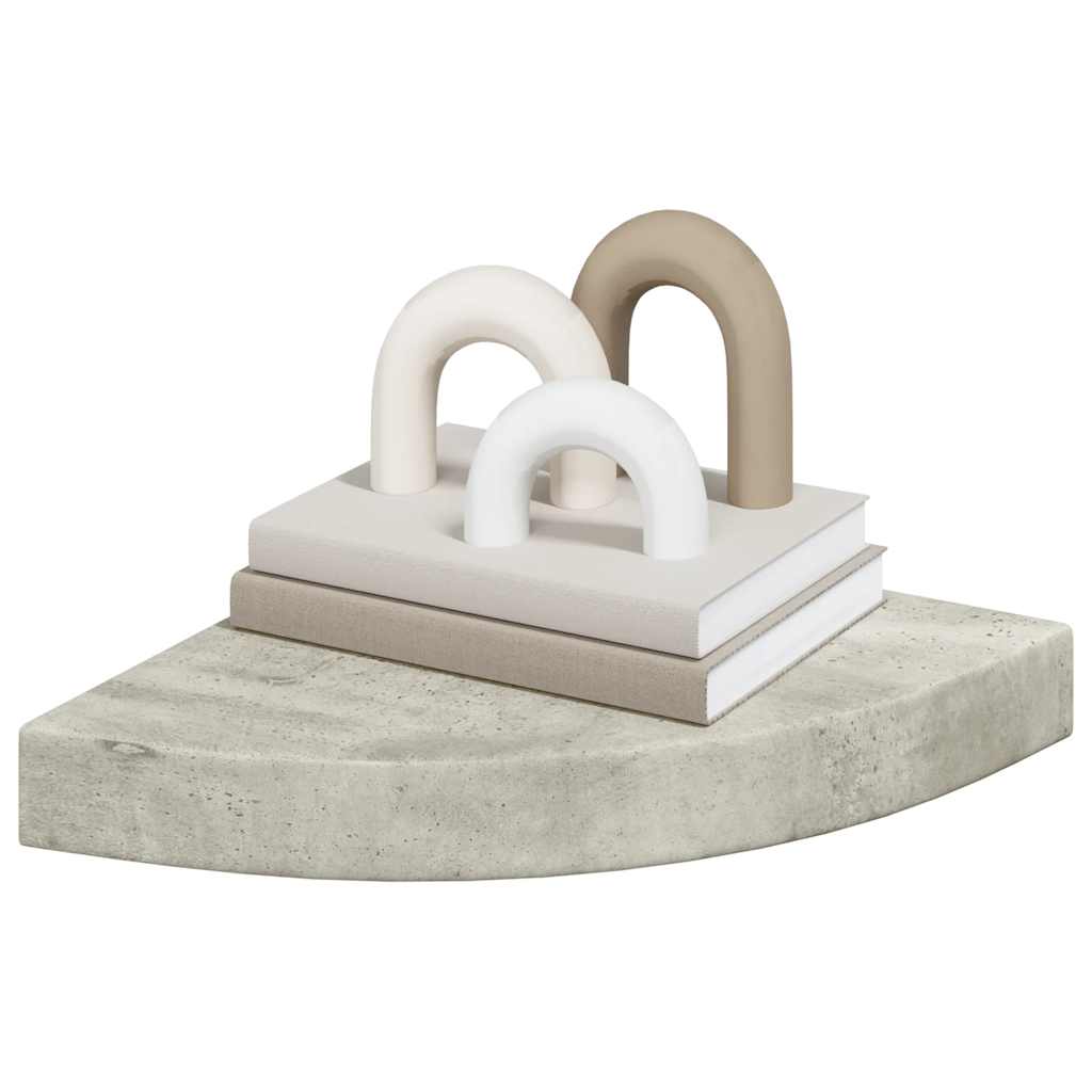 Estante de esquina de pared 2 uds MDF gris hormigón 25x25x3,8cm