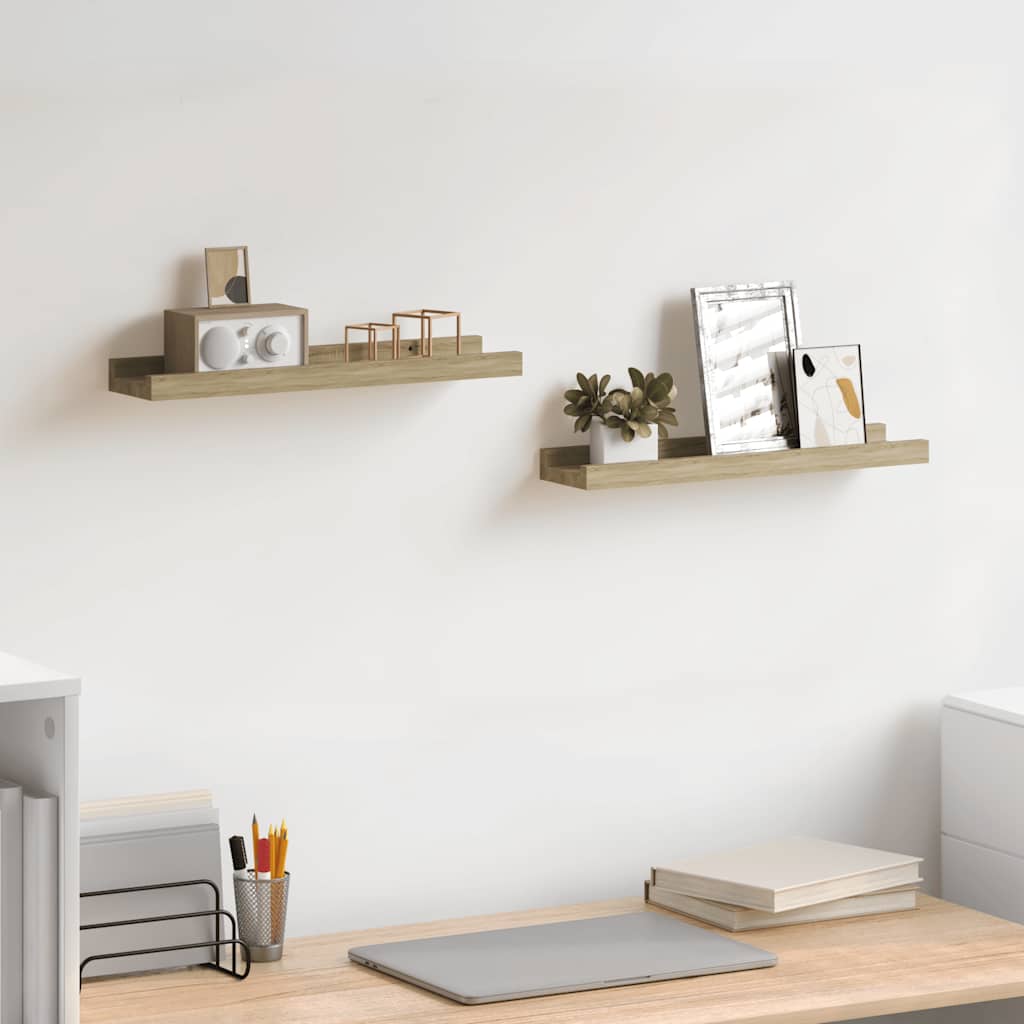 Estantes de pared 2 unidades roble Sonoma 40x9x3 cm