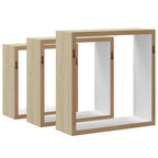 Estantes cubo de pared 3 unidades blanco y roble Sonoma