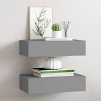 Estante con cajón de pared MDF azul 60x23,5x10 cm