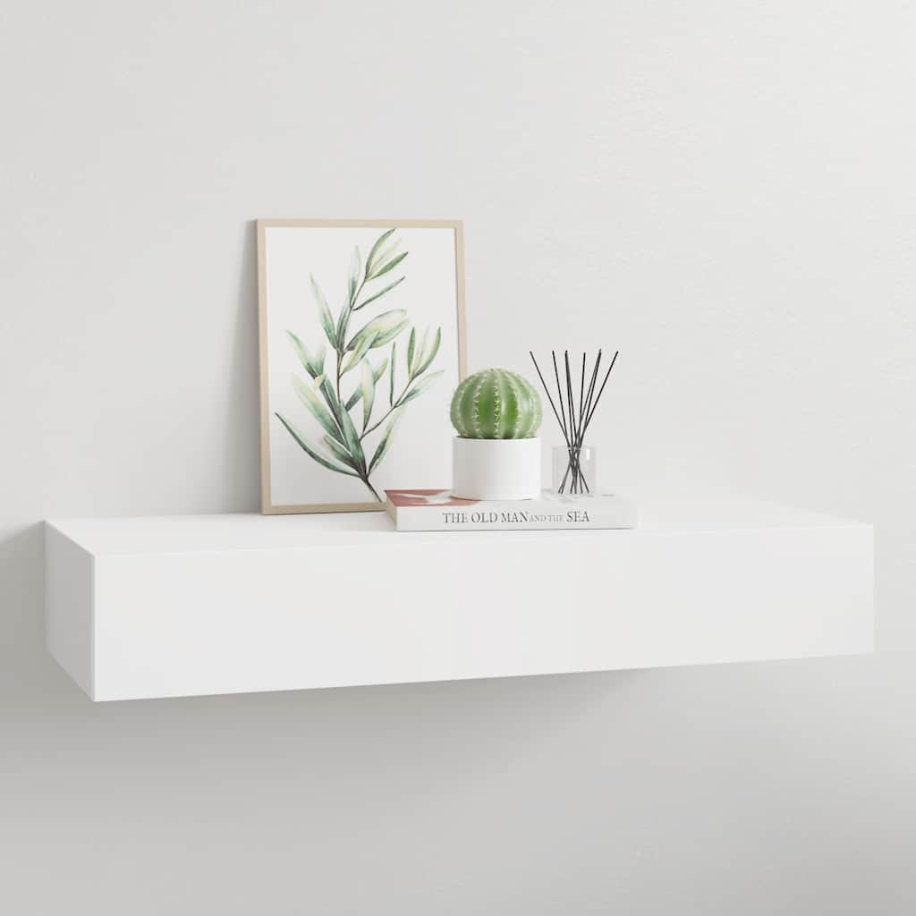 Estante con cajón de pared MDF azul 60x23,5x10 cm