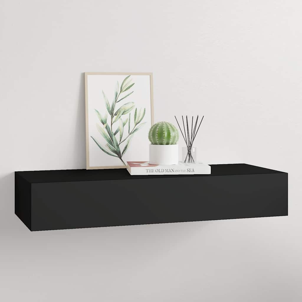 Estante con cajón de pared MDF azul 60x23,5x10 cm