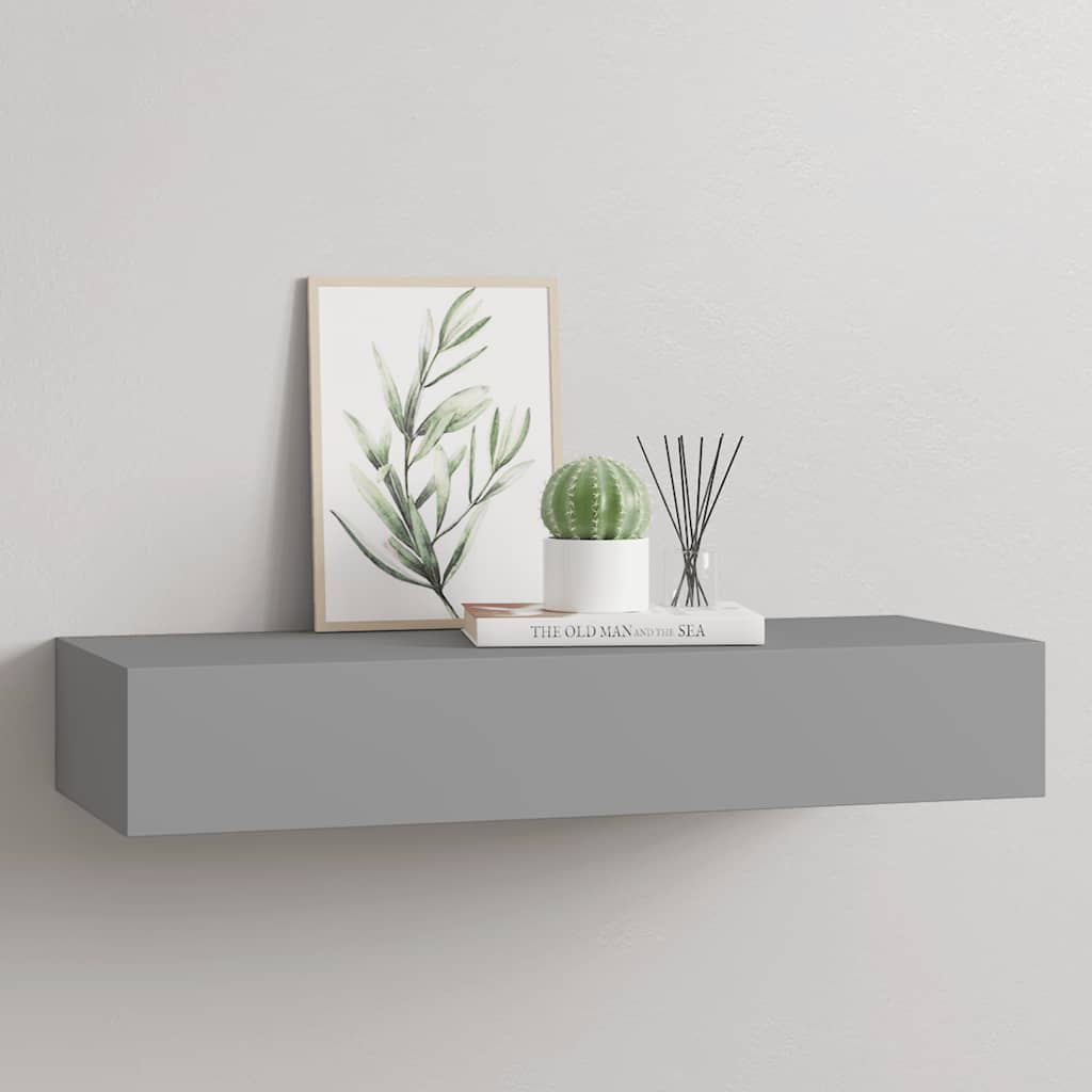 Estante con cajón de pared MDF azul 60x23,5x10 cm