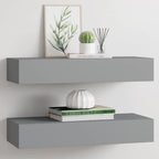 Estante con cajón de pared MDF azul 60x23,5x10 cm
