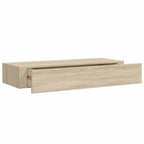 Estante con cajón de pared MDF roble 60x23,5x10 cm