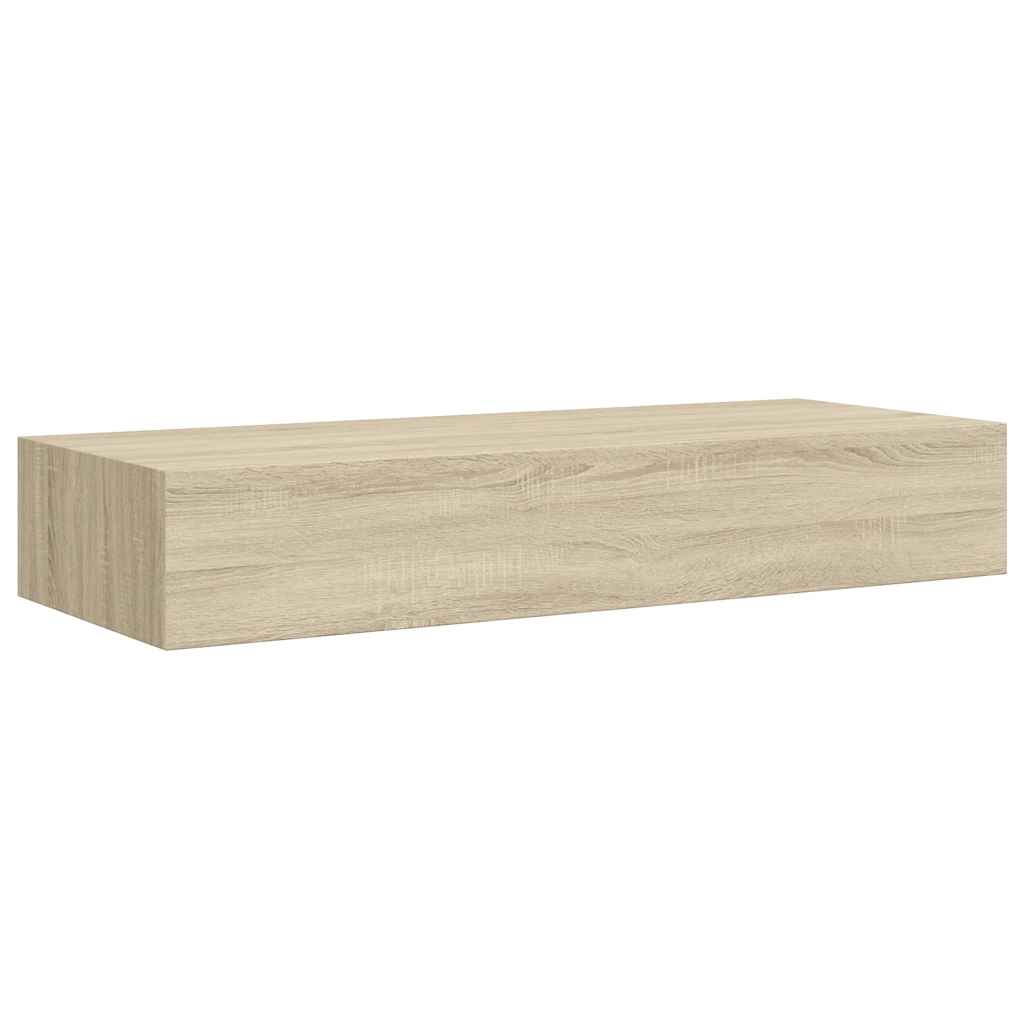 Estante con cajón de pared MDF roble 60x23,5x10 cm