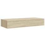 Estante con cajón de pared MDF roble 60x23,5x10 cm