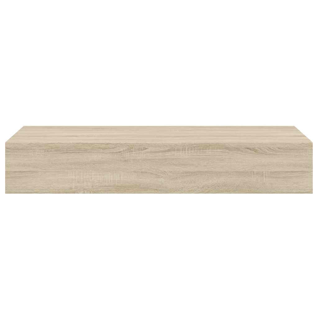Estante con cajón de pared MDF roble 60x23,5x10 cm