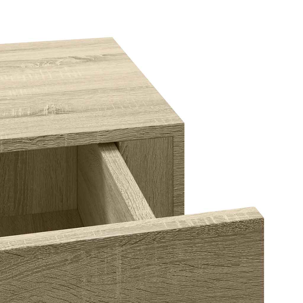 Estante con cajón de pared MDF roble 60x23,5x10 cm