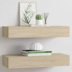 Estante con cajón de pared MDF azul 60x23,5x10 cm