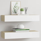 Estante con cajón de pared MDF azul 60x23,5x10 cm