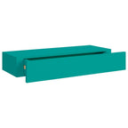 Estante con cajón de pared MDF azul 60x23,5x10 cm