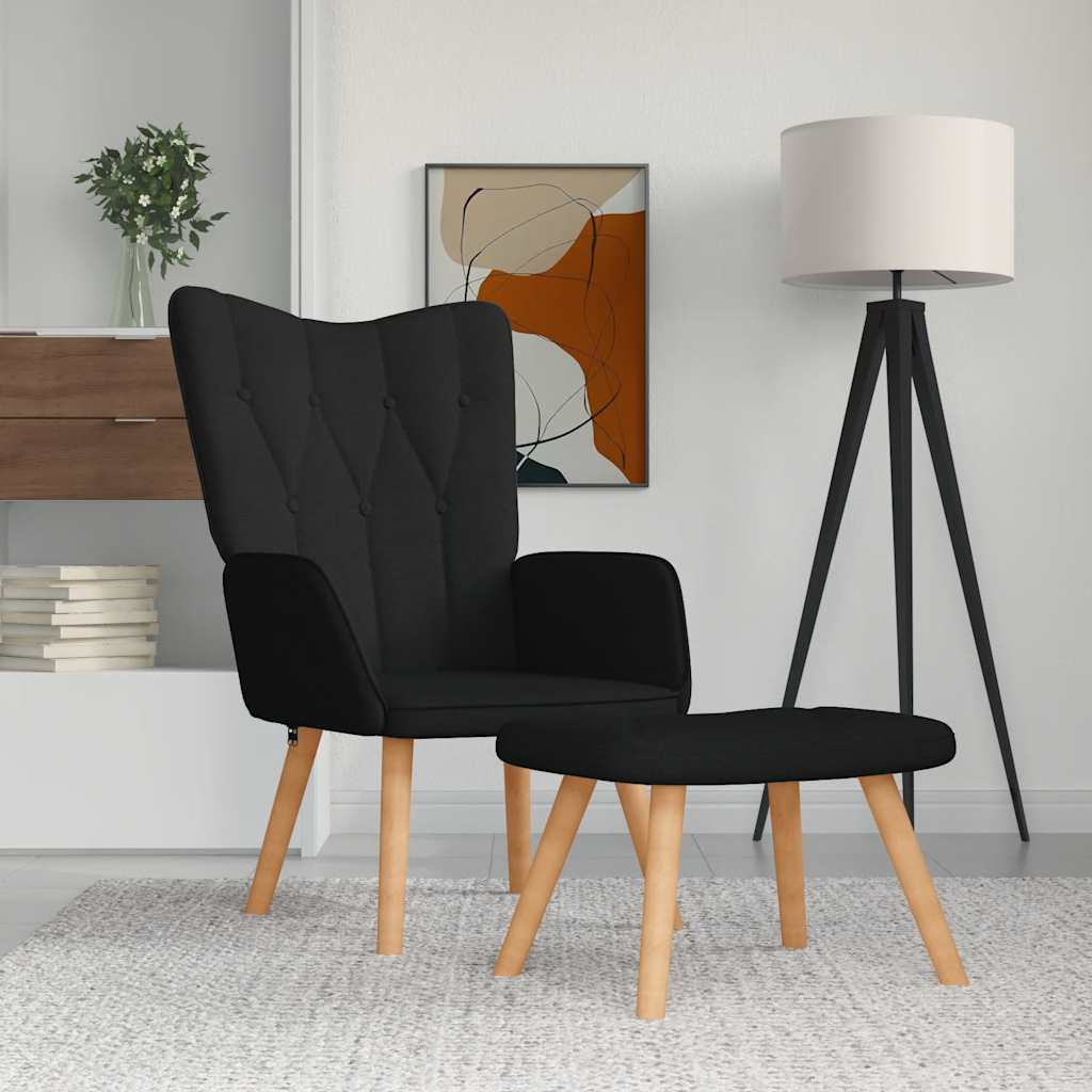 Dark gray fabric relaxation chair with footrest