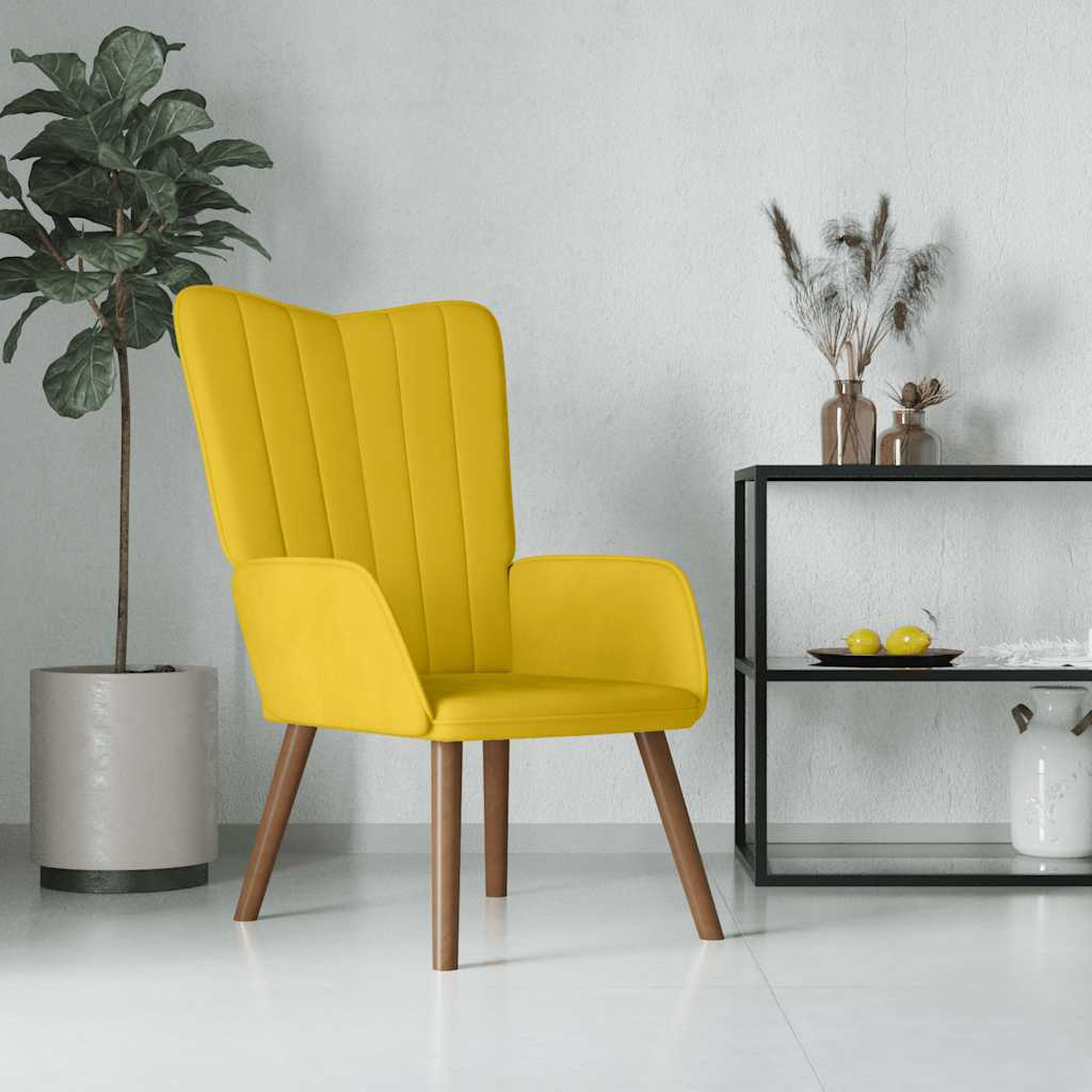 Sillón de relax de terciopelo amarillo mostaza