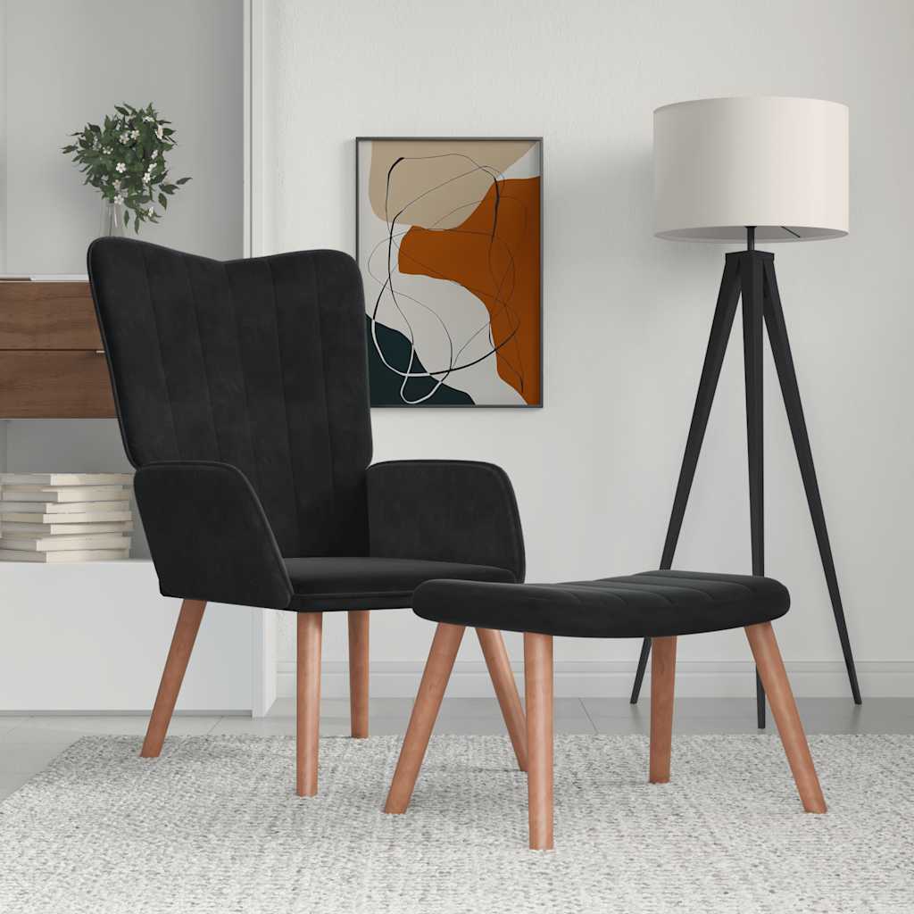 Relax armchair with patchwork fabric stool