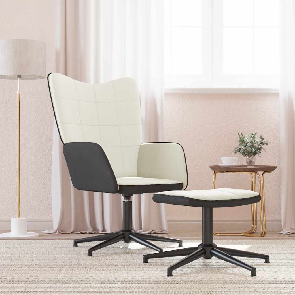 Dark gray fabric relaxation chair with footrest